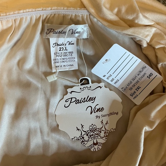 Paisley Vine Lace Skirt Cottage Cream size 2X - Picture 8 of 8